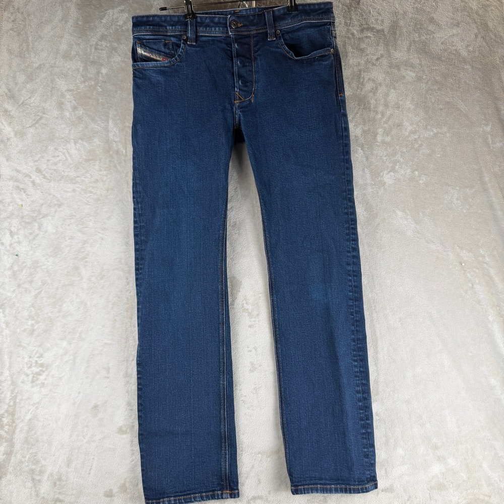Diesel Larkee Regular Straight Leg Jeans Mens 34x32 Dark Wash Stretch 0851B